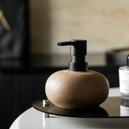 Eron Collection | Hand Soap Dispenser with Rustic Ceramic Finish | 300 ml Capacity for Effortless Grooming 0