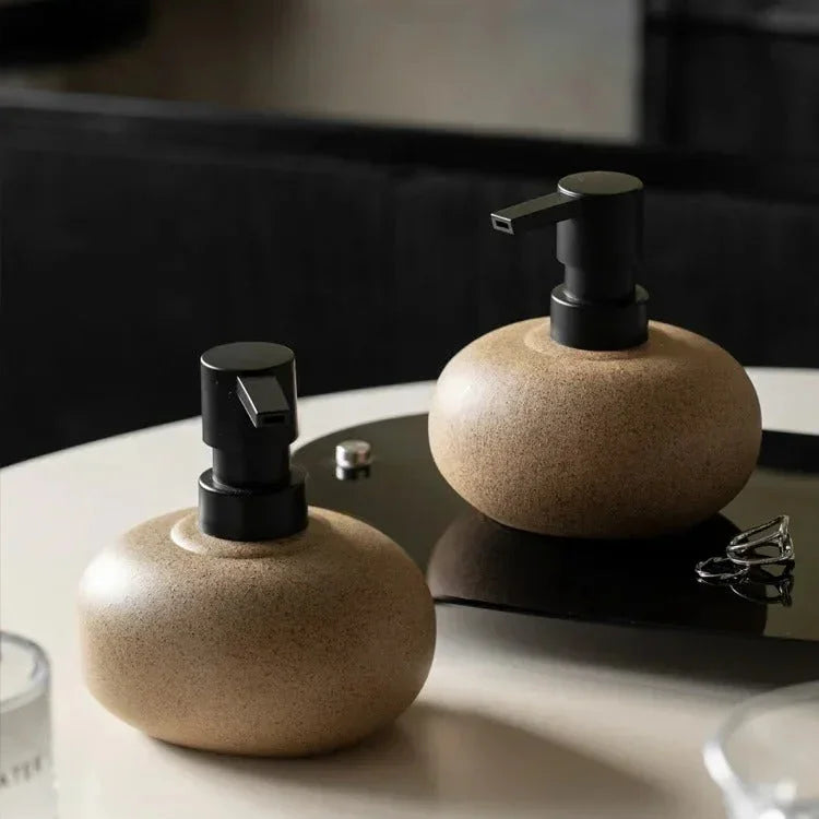 Eron Collection | Hand Soap Dispenser with Rustic Ceramic Finish | 300 ml Capacity for Effortless Grooming 3