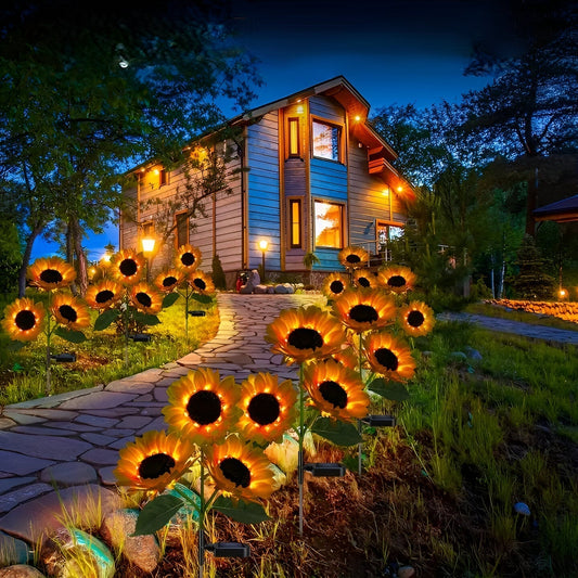 Garden Glow | Solar Garden Light with Lifelike Sunflower Design | Weatherproof Outdoor Decor for Ambient Illumination 0