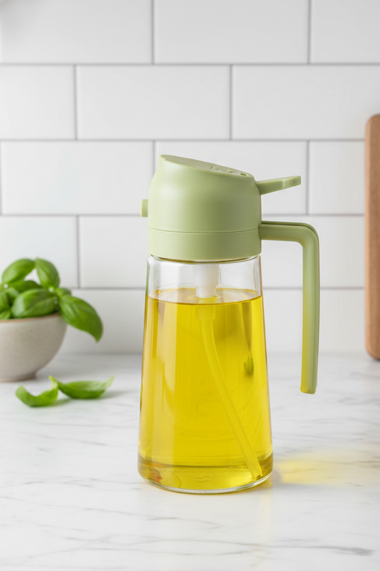 Versatile Kitchen Tool | 2-in-1 Glass Oil Sprayer with Precise Control | Ideal for Cooking and Grilling
