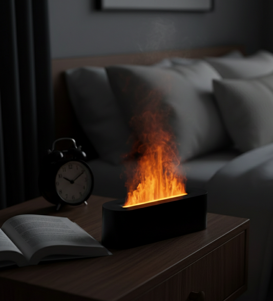 Aromatherapy | Humidifier Lamp with LED Lights & Flame Effect | Color-Changing Night Light for Relaxation