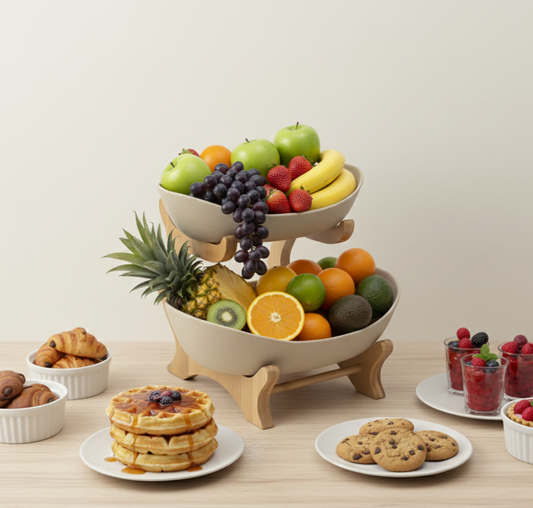 Elegant Three-Tier Plastic Fruit Bowl with Space-Saving Design for Stylish Kitchen Storage