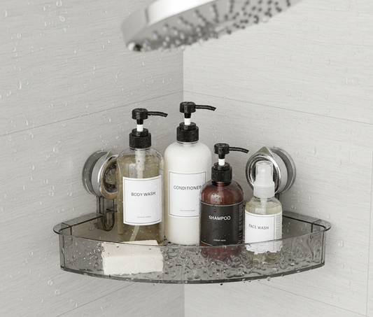 Stylish Corner Shower Caddy | Two-Tier Suction Shelf for Space-Saving Bathroom Organizer