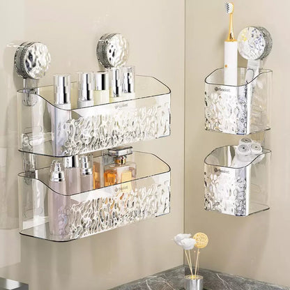 Modern Acrylic Shower Caddy | Suction Storage Organizer with Strong Load Capacity | Space-Saving Design for Easy Bathroom Storage 3