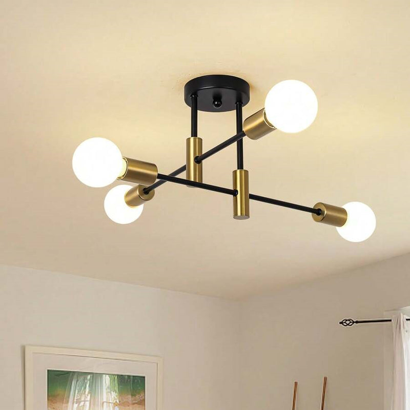 Modern Ceiling Light Fixture with Multi-Directional Arms | Stylish Two-Tone Design for Elegant Room Illumination 0