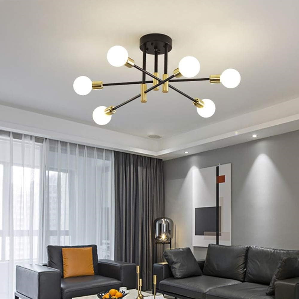 Modern Ceiling Light Fixture with Multi-Directional Arms | Stylish Two-Tone Design for Elegant Room Illumination 3