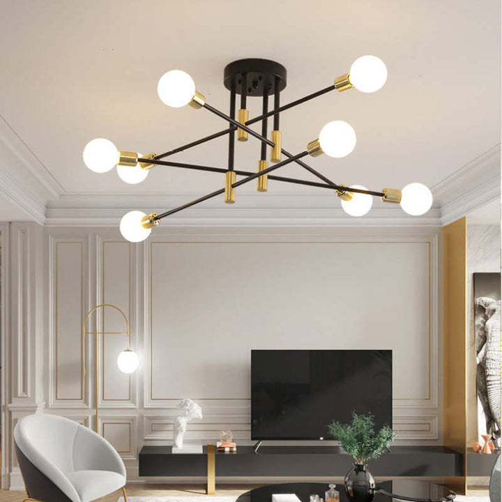 Modern Ceiling Light Fixture with Multi-Directional Arms | Stylish Two-Tone Design for Elegant Room Illumination 4