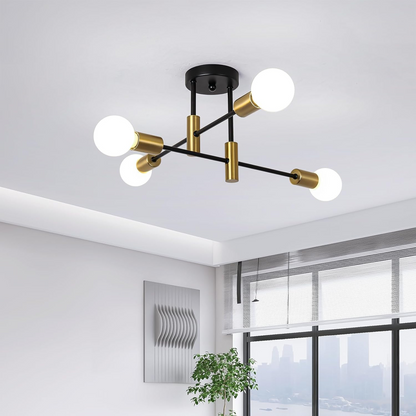 Modern Ceiling Light Fixture with Multi-Directional Arms | Stylish Two-Tone Design for Elegant Room Illumination 5