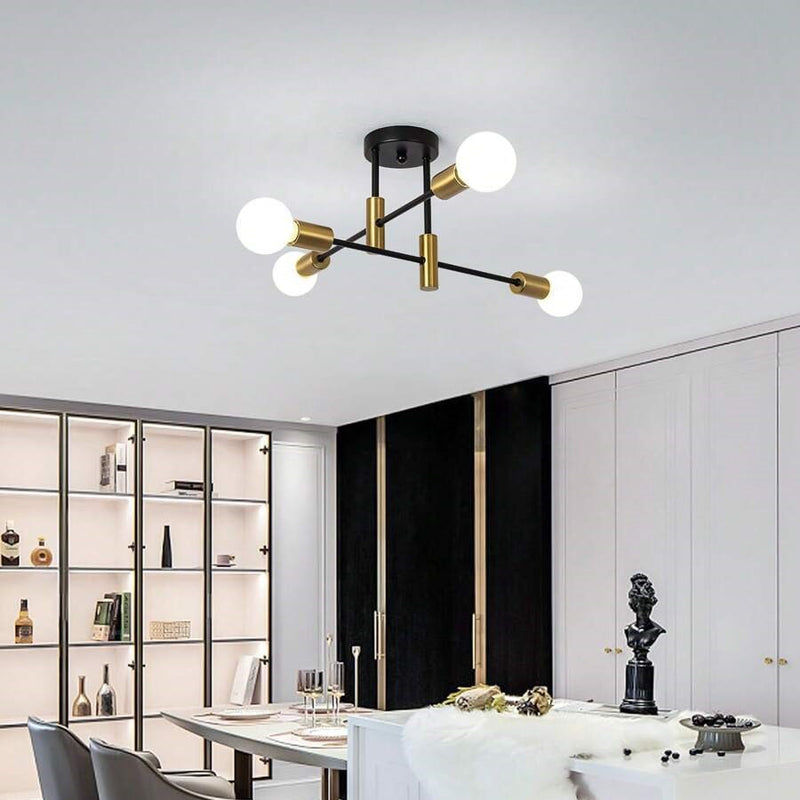 Modern Ceiling Light Fixture with Multi-Directional Arms | Stylish Two-Tone Design for Elegant Room Illumination 6