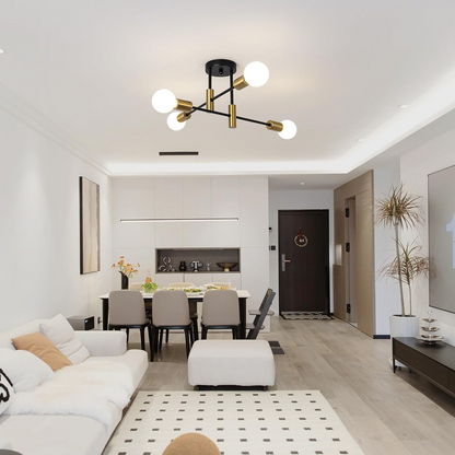 Modern Ceiling Light Fixture with Multi-Directional Arms | Stylish Two-Tone Design for Elegant Room Illumination 7