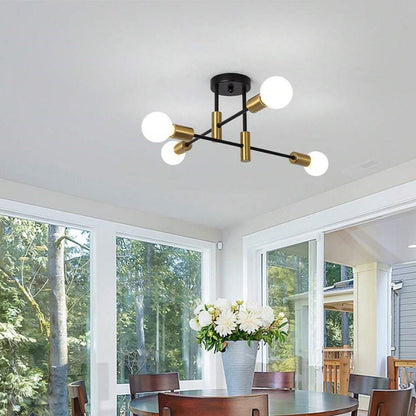 Modern Ceiling Light Fixture with Multi-Directional Arms | Stylish Two-Tone Design for Elegant Room Illumination 8