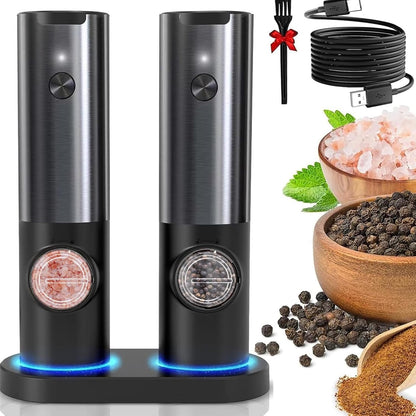Modern Luxe | Electric Salt and Pepper Grinder Set with Rechargeable Design | Effortless Seasoning for Everyday Cooking 0