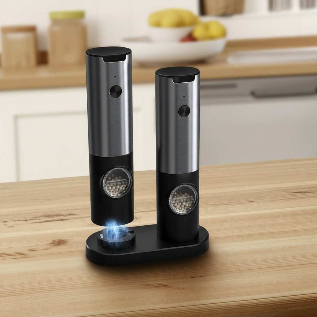 Modern Luxe | Electric Salt and Pepper Grinder Set with Rechargeable Design | Effortless Seasoning for Everyday Cooking 1