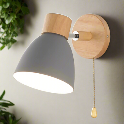 NordicGlow | Elegant Wooden Modern Wall Sconce Light with Pull Switch 6