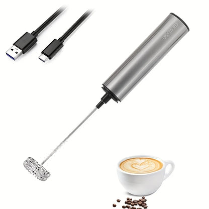 Premium Milk Frother | Rechargeable Stainless Steel with 2 Speeds | Versatile Tool for Lattes and Cappuccinos 0