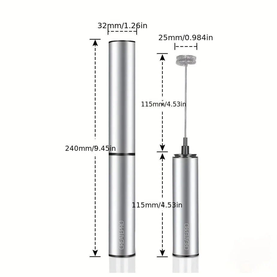 Premium Milk Frother | Rechargeable Stainless Steel with 2 Speeds | Versatile Tool for Lattes and Cappuccinos 1