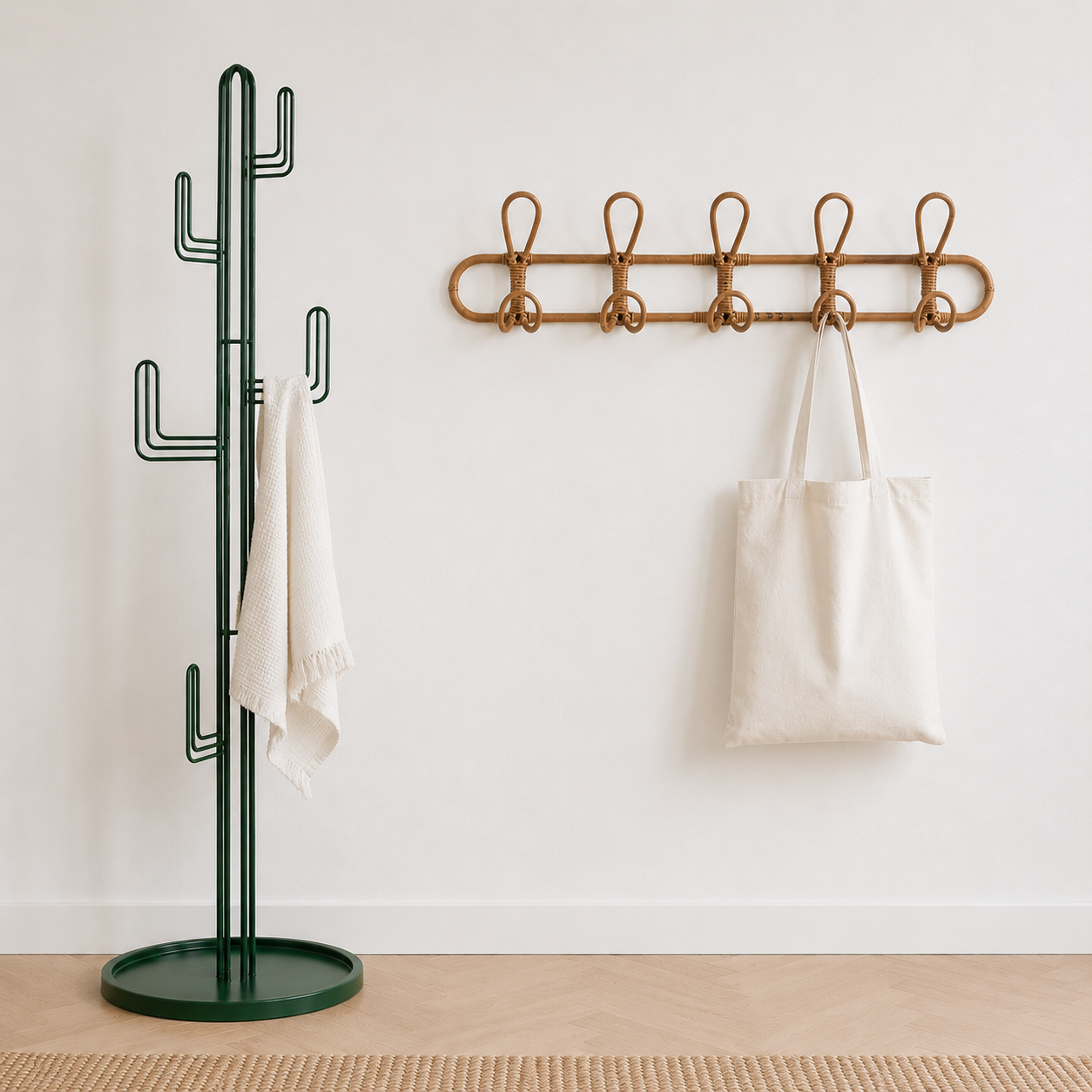 Rattan Wall Hooks | Stylish Coat Hooks with Unique Texture | Rustic Organizers for Home Decor 0
