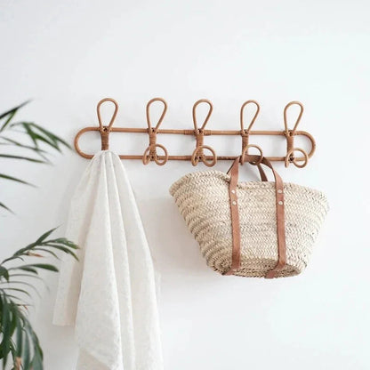 Rattan Wall Hooks | Stylish Coat Hooks with Unique Texture | Rustic Organizers for Home Decor 1