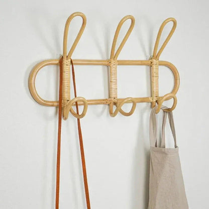 Rattan Wall Hooks | Stylish Coat Hooks with Unique Texture | Rustic Organizers for Home Decor 7