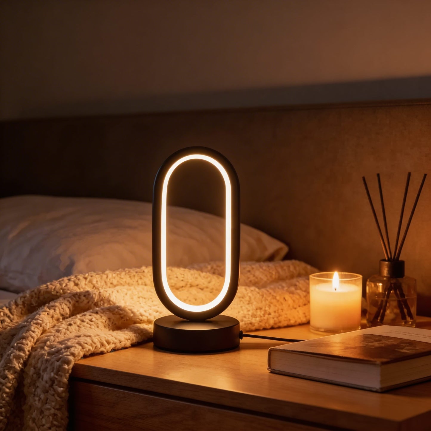 Sleek Mini Black Table Lamp | Touch Control LED with USB Charging for Eye-Caring Lighting 0