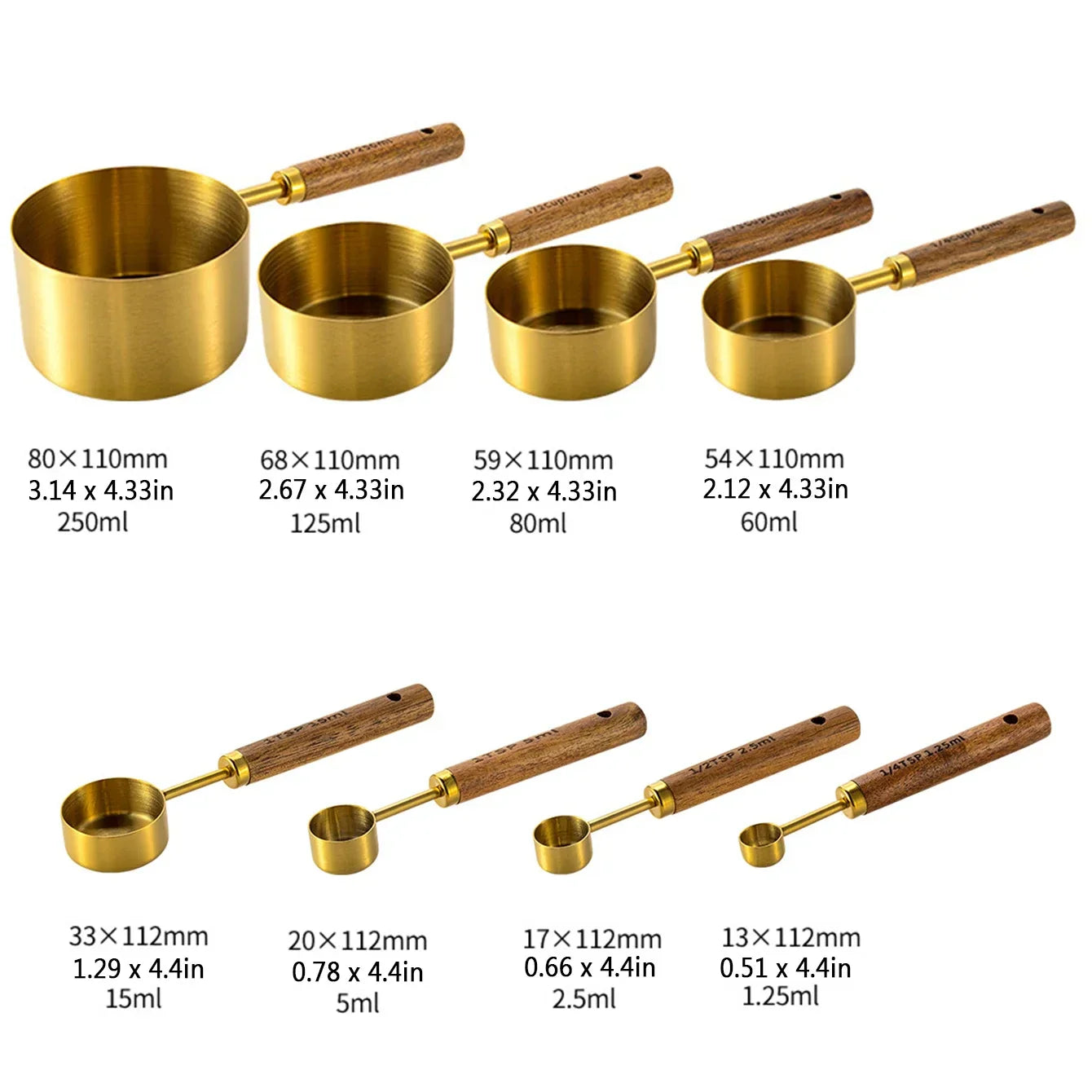 Stainless Steel Measuring Cups and Spoons Set with Ergonomic Handles Ð Stylish Design for Precision Cooking 0
