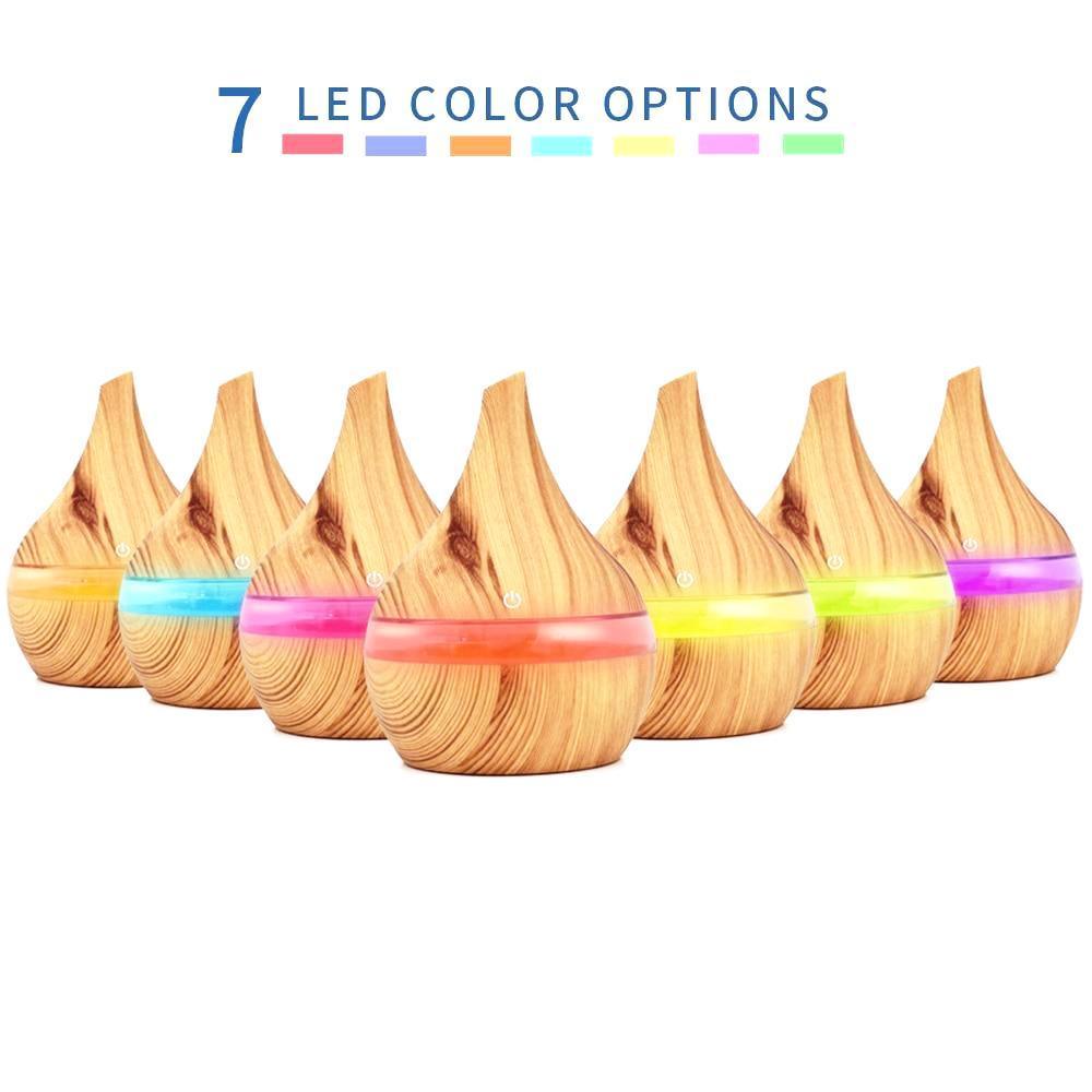 Ultrasonic Aroma Diffuser with Wood Grain Design & 7 Color Lights for Relaxation 2