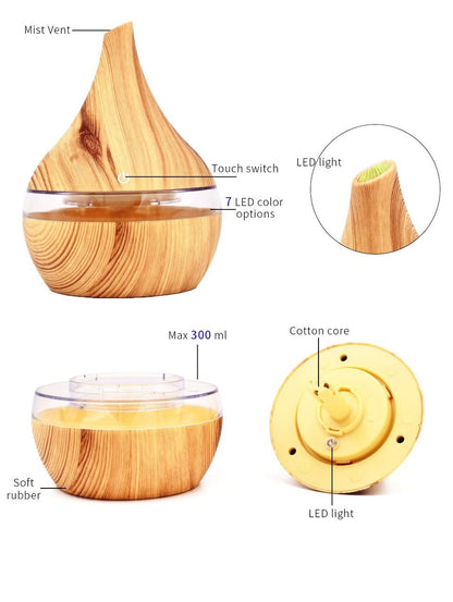 Ultrasonic Aroma Diffuser with Wood Grain Design & 7 Color Lights for Relaxation 3