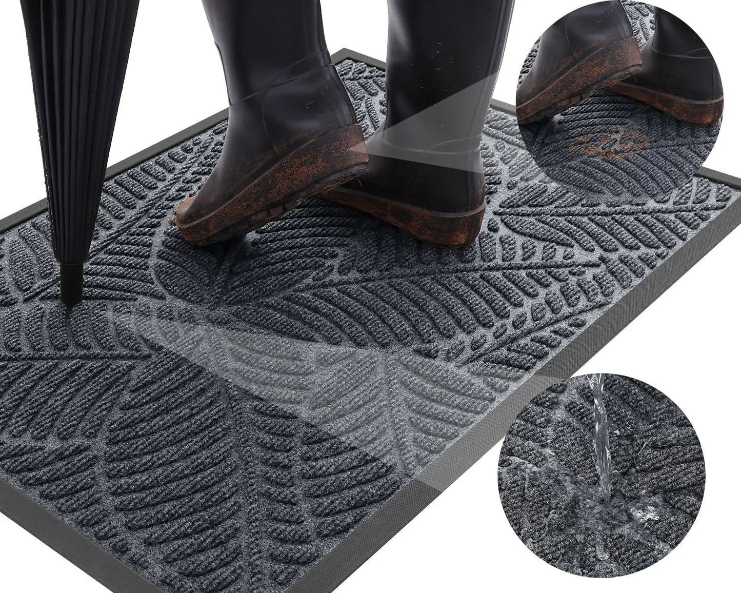 Waterproof Rubber Doormat | Non-Slip Design for Indoor & Outdoor Use - Dirt-Trapping Welcome Mat 4