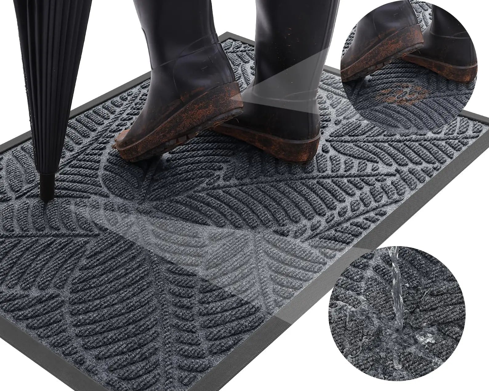 Waterproof Rubber Doormat | Non-Slip Design for Indoor & Outdoor Use - Dirt-Trapping Welcome Mat 4